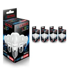 Светодиодная лампочка Ultra Led Е27 G45 7w 4000K, 5 шт