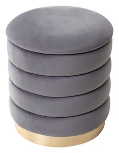 Пуф для гостиной ФРЕД серый, велюр / золотой каркас М Сити