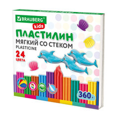 Пластилин мягкий Brauberg восковой KIDS 24 цвета 360 г. со стеком 106498