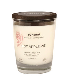 Свеча ароматическая интерьерная HOT APPLE PIE, деревянный фитиль, 50 часов горения, 200 мл PontonÈ