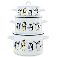 Набор посуды Эстет Пингвины 1.45 л 2.9 л 4.3 л