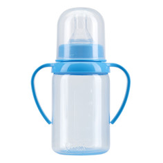 Бутылочка Курносики для кормления с ручками, 125 мл, голубой, без принта