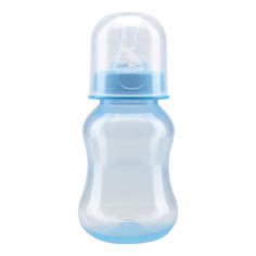 Бутылочка Курносики для кормления приталенная, 125 мл, голубой, без принта