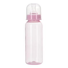 Бутылочка Курносики цветная с силиконовой соской молочной, 250 мл, розовый, без принта