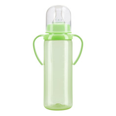 Бутылочка Курносики для кормления с ручками, 250 мл, зеленый, без принта