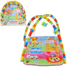 Развивающий коврик Smart Baby с подвесками-погремушками 85 х 49 см, со зверятами