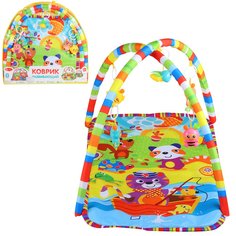 Развивающий коврик Smart Baby с подвесками-погремушками, 85 х 49 см, с енотом
