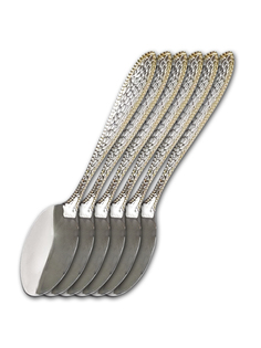 Ложки столовые с рельефным узором, 20,5 см, серебряные с позолотой, набор из 6 шт. URM