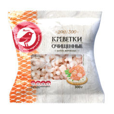Креветки АШАН Красная птица, замороженные, без заправки, очищенные, 300 гр