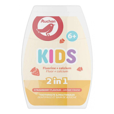 Зубная паста детская АШАН Красная птица 2 в 1 с ополаскивателем с 6 лет, 75 мл