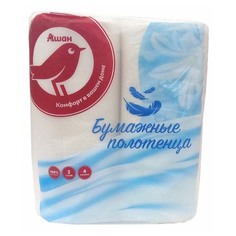 Бумажные полотенца АШАН Красная птица двухслойные 4 рулона
