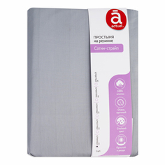 Простынь на резинке Actuel 90 х 200 см сатин-страйп серая