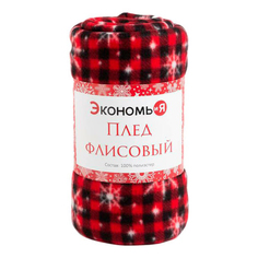 Плед Экономь и Я Снегопад 150 х 130 см флис красный