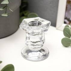 Подсвечник стекло на 1 свечу Юнона, прозрачный 6х5х4,5 см No Brand