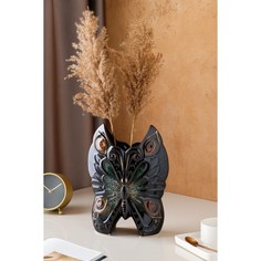 Ваза керамическая Бабочка, настольная, черная, 30 см Керамика ручной работы