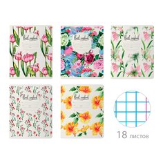 Тетрадь в клетку Альт Цветы Феерия 7-18-243/1, 18 л., 1 шт.