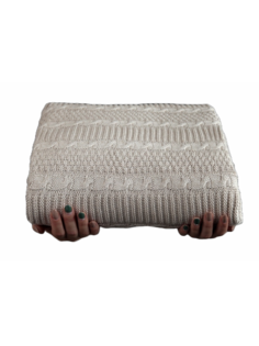 Плед вязаный Warm Whiff Светло-бежевый 180x220 см Хлопок 100 %