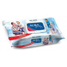 Влажные салфетки с антибактериальным эффектом с крышкой Family Aura, 120 шт
