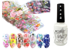 Переводная фольга для дизайна ногтей (литья) цветочный принт Starlet Professional