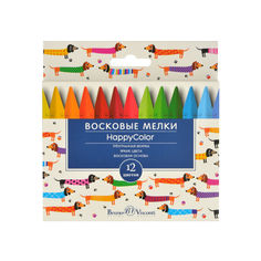 Мелки Bruno Visconti, восковые, 12 цветов, коробка-пенал, HappyColor, Арт. 31-0001/01