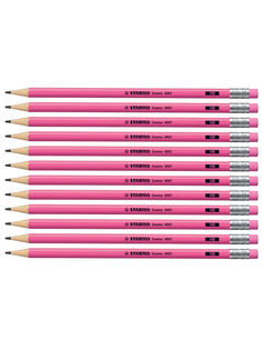 Карандаш чернографитный простой с ластиком HB STABILO Swano, 12шт