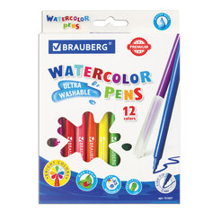 Фломастеры Brauberg Premium ультрасмываемые, 12 цветов