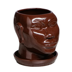 Горшок для цветов "Голова африканки", глазурь, коричневое, керамика, 1.4 л Sima Land