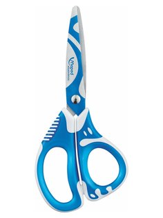 Ножницы канцелярские асимметричные с резиновыми кольцами 13 см MAPED Zenoa Fit, синие