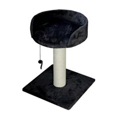 Когтеточка для кошек Foxie Столбик с лежанкой и игрушкой черный 30 х 30 х 45 см