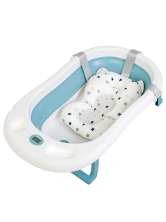 Детская ванночка синяя Bombitto KIDS 90х52х10 с термометром и подушкой