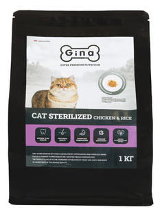 Корм для кошек сухой Gina Cat Sterilized Chicken & Rice курица, рис, 1 кг