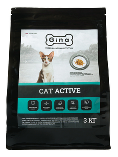 Корм для кошек сухой Gina Cat Active цыпленок, утка, рис, 3 кг