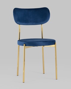 Стул Барбара велюр синий золотые ножки Stool Group
