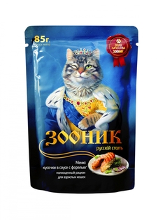 Влажный корм для кошек Зооник с форелью в соусе, 24шт по 85г