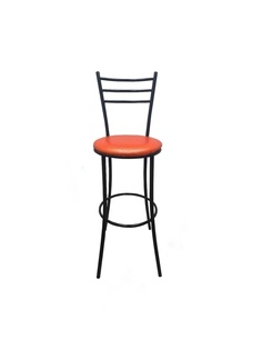 Барный стул, Bar-01. оранжевый для кухни, высокий, мягкий со спинкой No Brand