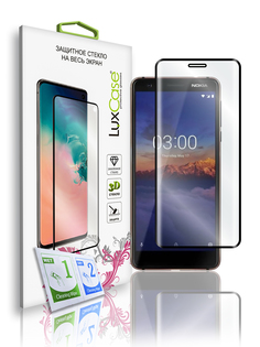 Защитное стекло LuxCase для Nokia 3.1 2018, на весь экран, Черная рамка, 77941