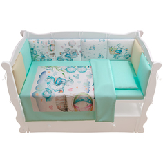 Комплект в кроватку 17 предметов (5+12 подушек-бортиков) AmaroBaby Magical Dreams, голубой
