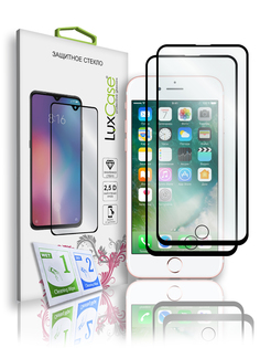 Защитное стекло LuxCase для iPhone 6;6s;7;8;SE2020, 2.5D, Белая рамка, Комплект 2шт, 78447