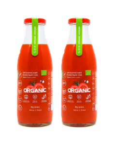 Сок томатный ОРГАНИК ЭРАУНД органический прямого отжима, с солью, 500 мл*2 бутылки