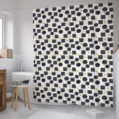 Штора для ванной JoyArty "Графические фигуры" из сатена, 180х200 см с крючками