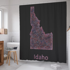 Штора для ванной JoyArty "Сетчатая карта Айдахо" из сатена, 180х200 см с крючками
