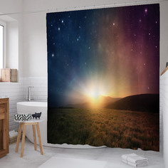 Штора для ванной JoyArty "Цветовое сияние" из сатена, 180х200 см с крючками