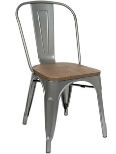 Стул Stool Group Tolix Wood серебристый матовый УТ000000497