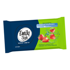 Влажные салфетки для снятия макияжа Emily Style Магия клубники универсальные 15 шт