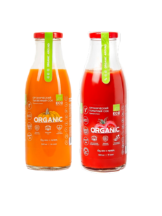 Набор органических соков ОРГАНИК ЭРАУНД: томатный, тыквенный без соли и сахара. 500 мл*2б