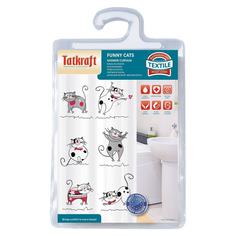 Штора для ванной Tatkraft Funny Cats Textile белый с рисунком