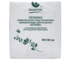 Пеленки медицинские впитывающие одноразовые Пелигрин Super нестерильные 90х180 см 10 шт.
