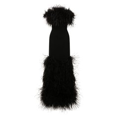 Платье с отделкой перьями Saint Laurent
