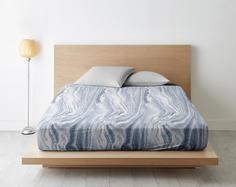 Простыня на резинке из поплина "Ночь Нежна", Мрамор, Размер: 200 х 200