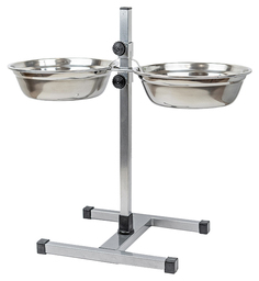 Миска Homepet металлическая регулируемаяхром с подставкой для животных 14 см, 2х350 мл
